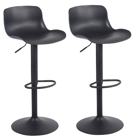 Amerihome Adjustable Height Solid Color Monochromatic Bar Stool Set, Black, PR BS199BLKSET